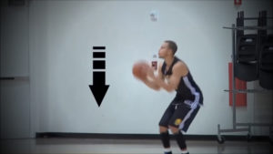 Steph Curry Dipping the basketball while shooting 